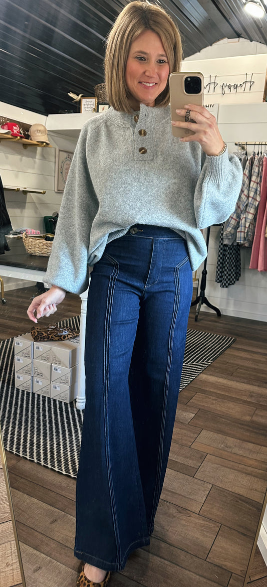 Easy Does It Button Neck Sweater