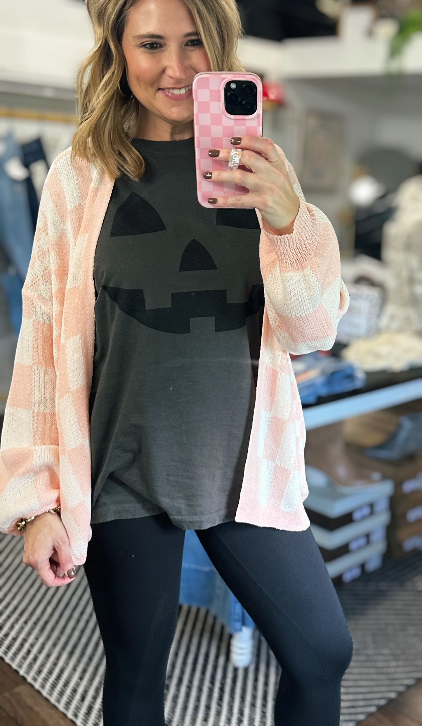 Blush & Cozy Checkered Cardi
