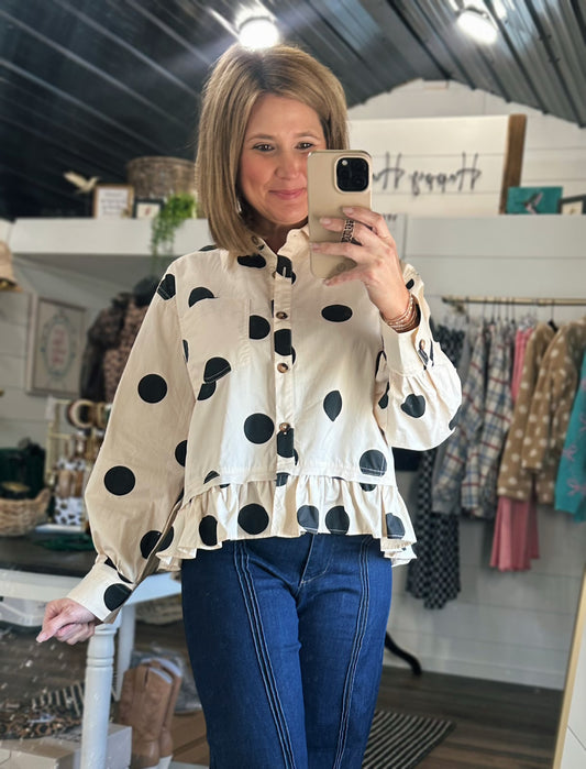 The First Impression Polka Dot Peplum