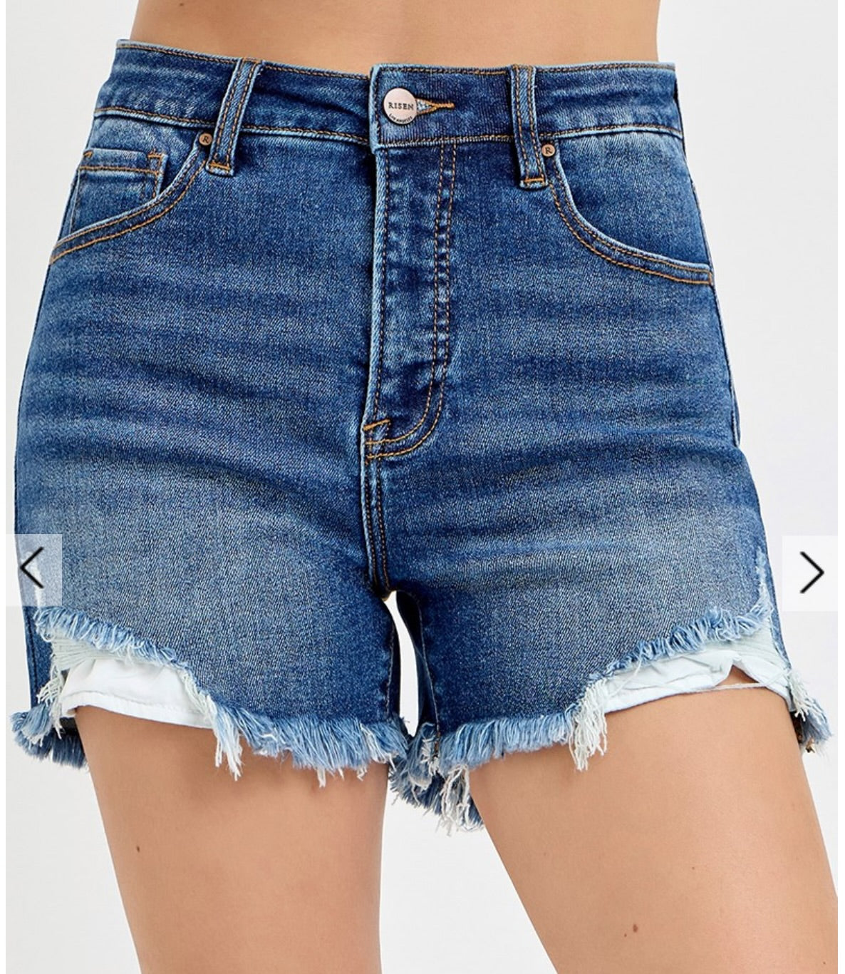 Risen High Rise Step Hem Shorts