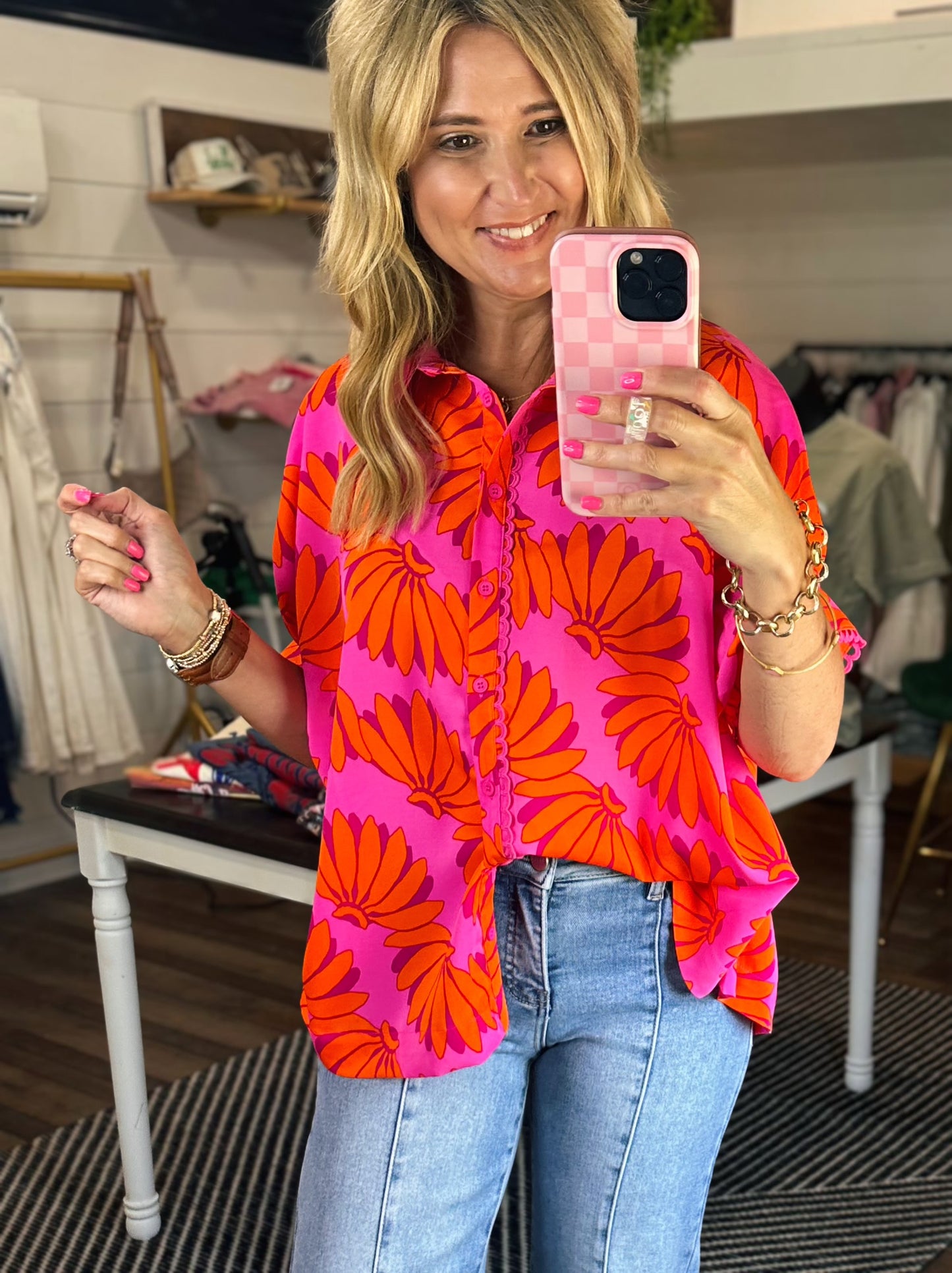 Petal Pop Button Down
