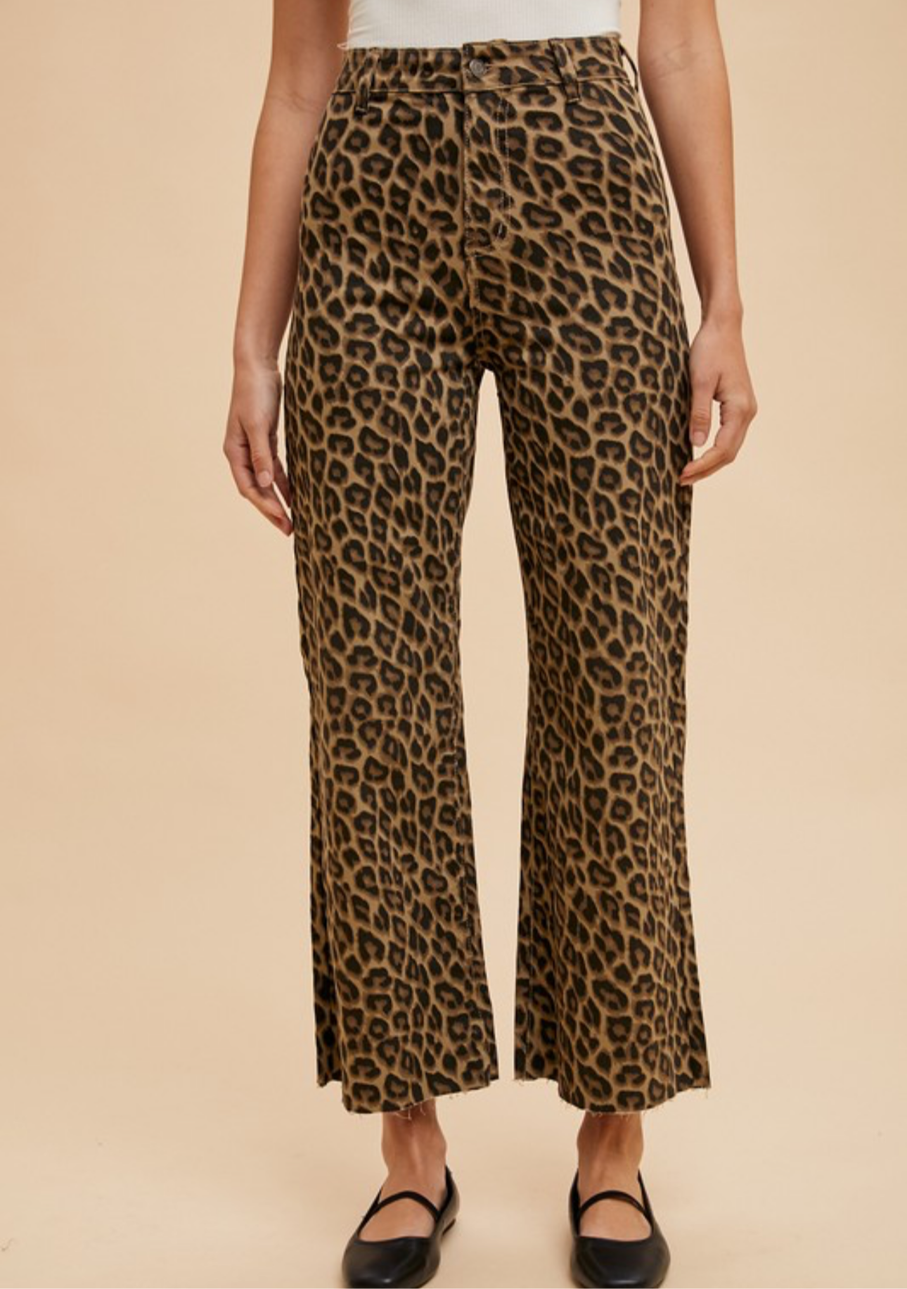 Lola Leopard Wide Leg Cropped Denim