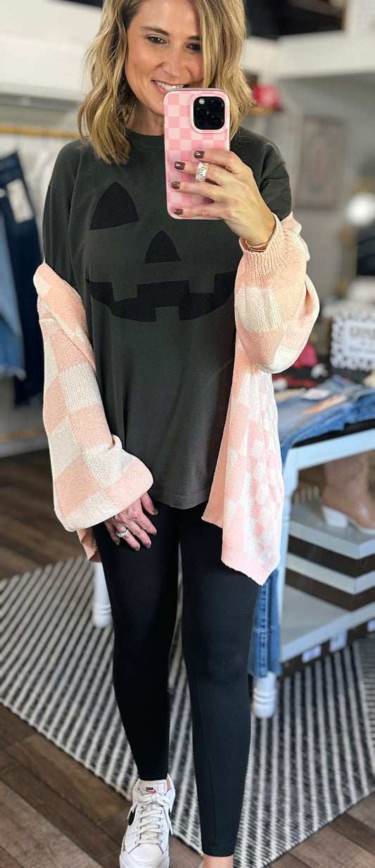 Blush & Cozy Checkered Cardi