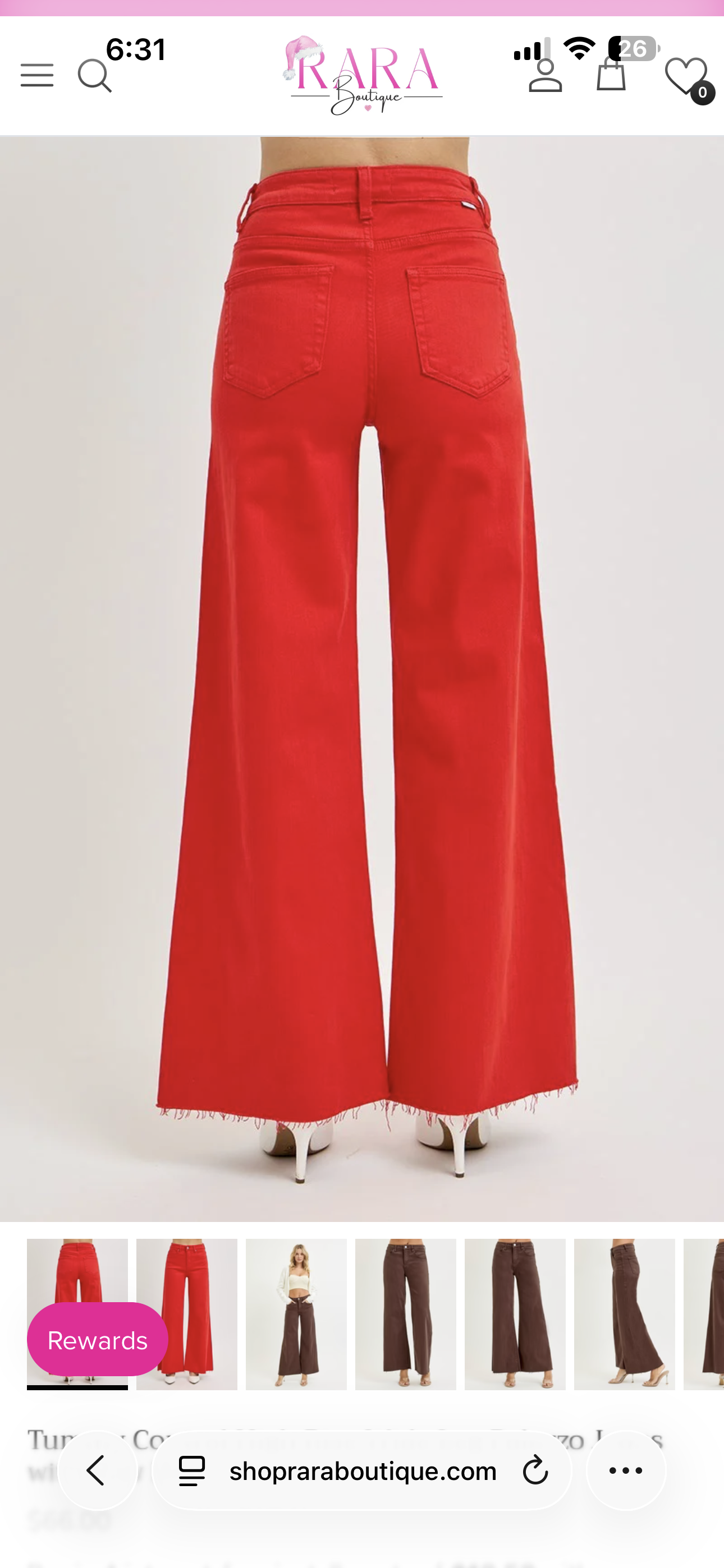 Festive Wide Leg Risen Denim in Red