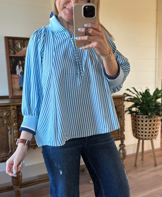 Seaside Zip Stripe Blouse