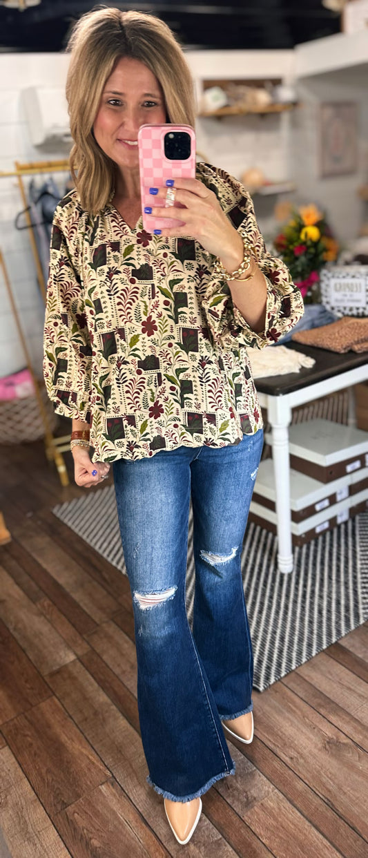 Harvest Bloom Scallop Top