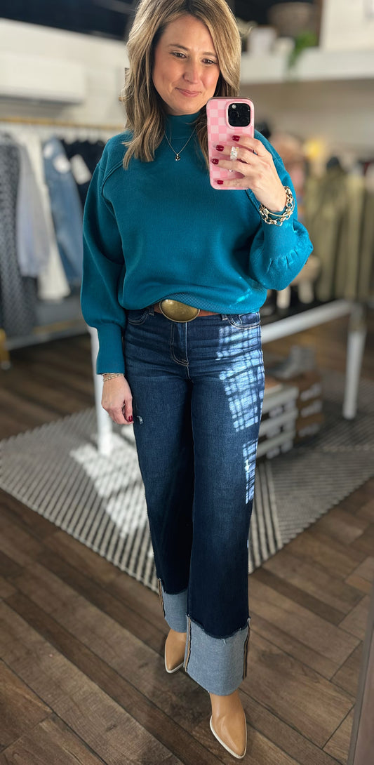 Winter Ridge Top in Teal