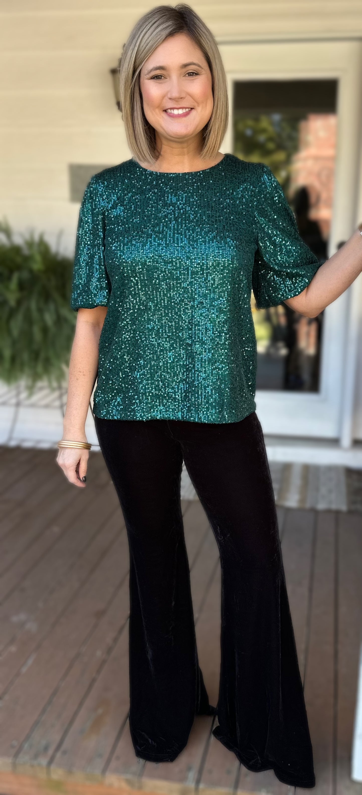 Meet Me Under The Mistletoe Sequin Top