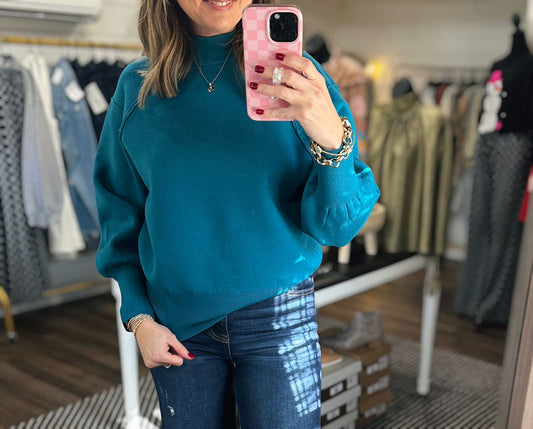 Winter Ridge Top in Teal