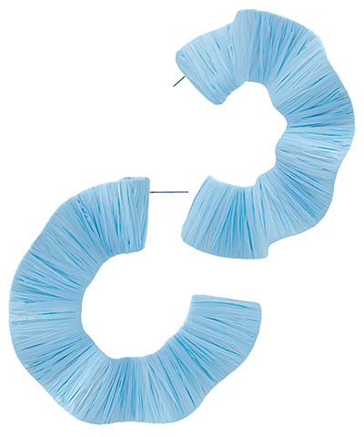 Wrapped Wavy Raffia Hoops in Light Blue