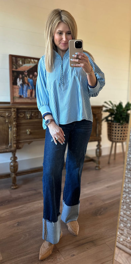 Seaside Zip Stripe Blouse