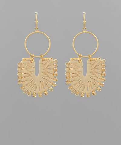 U Shape Raffia Earrings in Natural