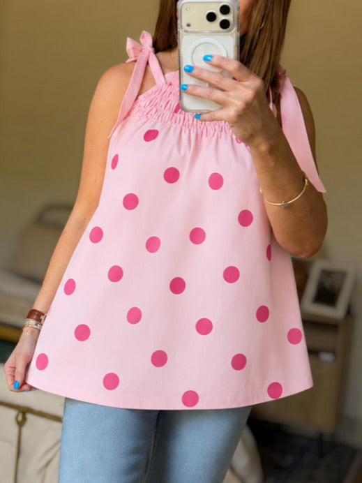 The Darling Dot Top in Pink