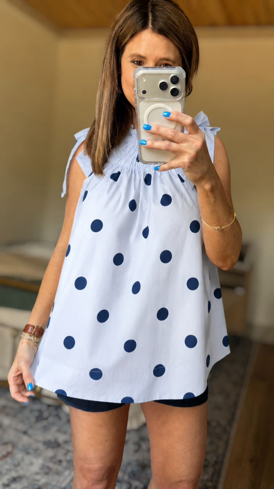 The Darling Dot Top in Blue