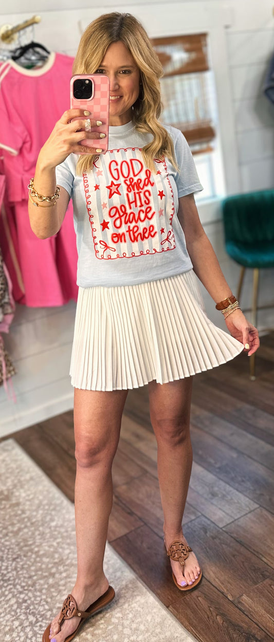 Gabrielle Pleated Athletic Skirt (White)