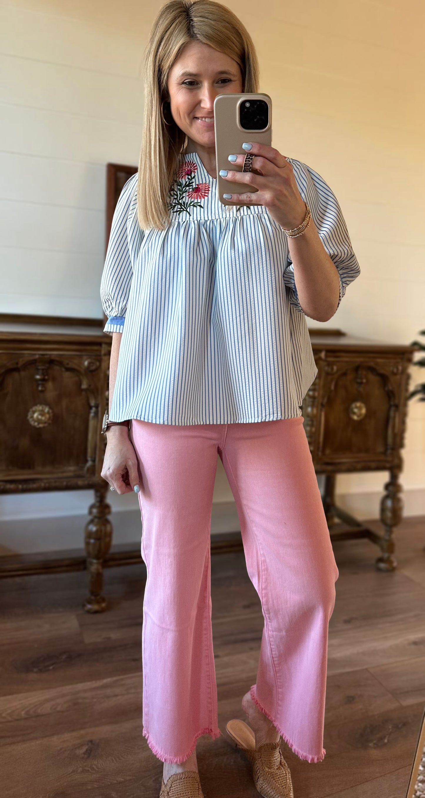 Petals & Pinstripes Top