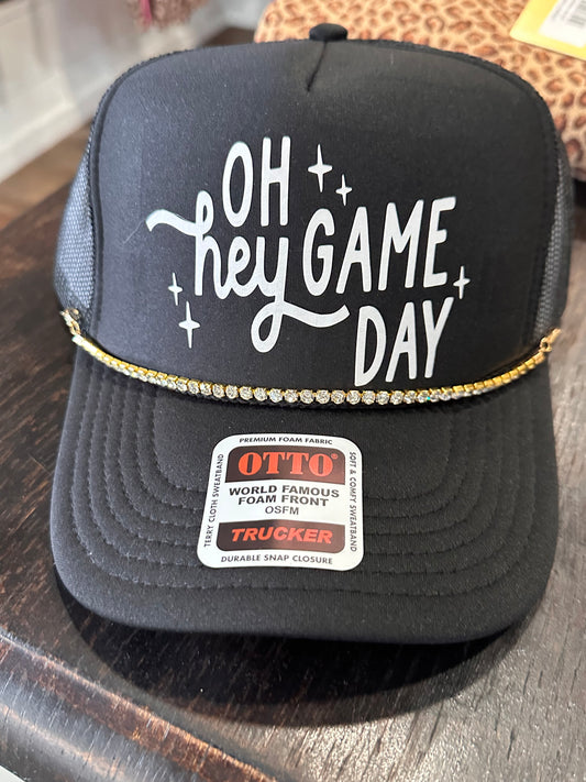 “Oh Hey Game Day” Trucker in Black