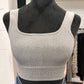 Lizzy Ribbed Square Neck Cropped Tank (Grey)