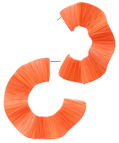 Wrapped Wavy Raffia Hoops in Orange