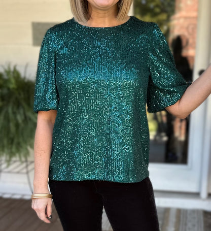 Meet Me Under The Mistletoe Sequin Top