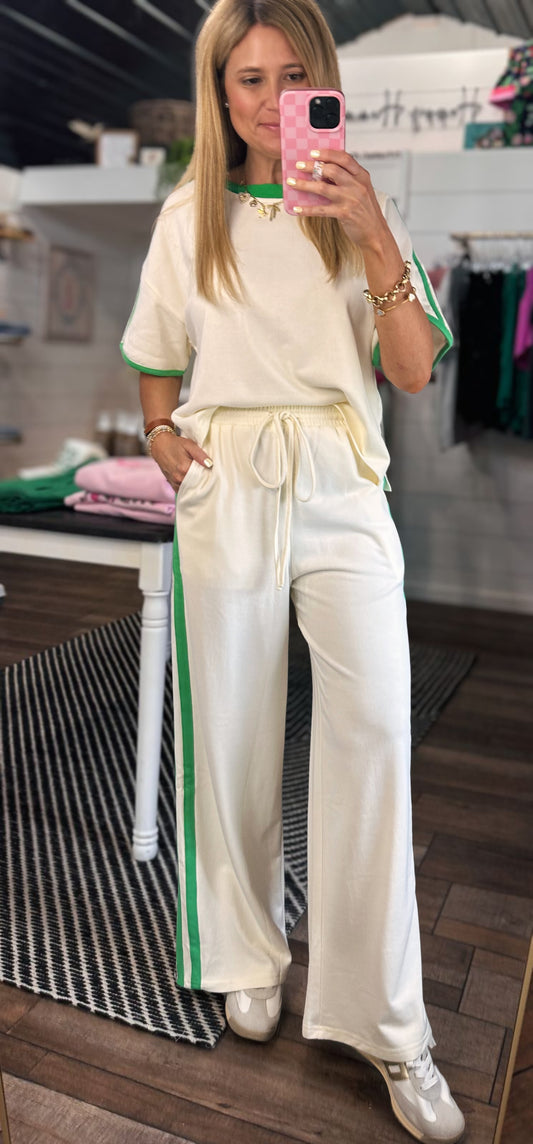 The Katy Set in Cream/Green